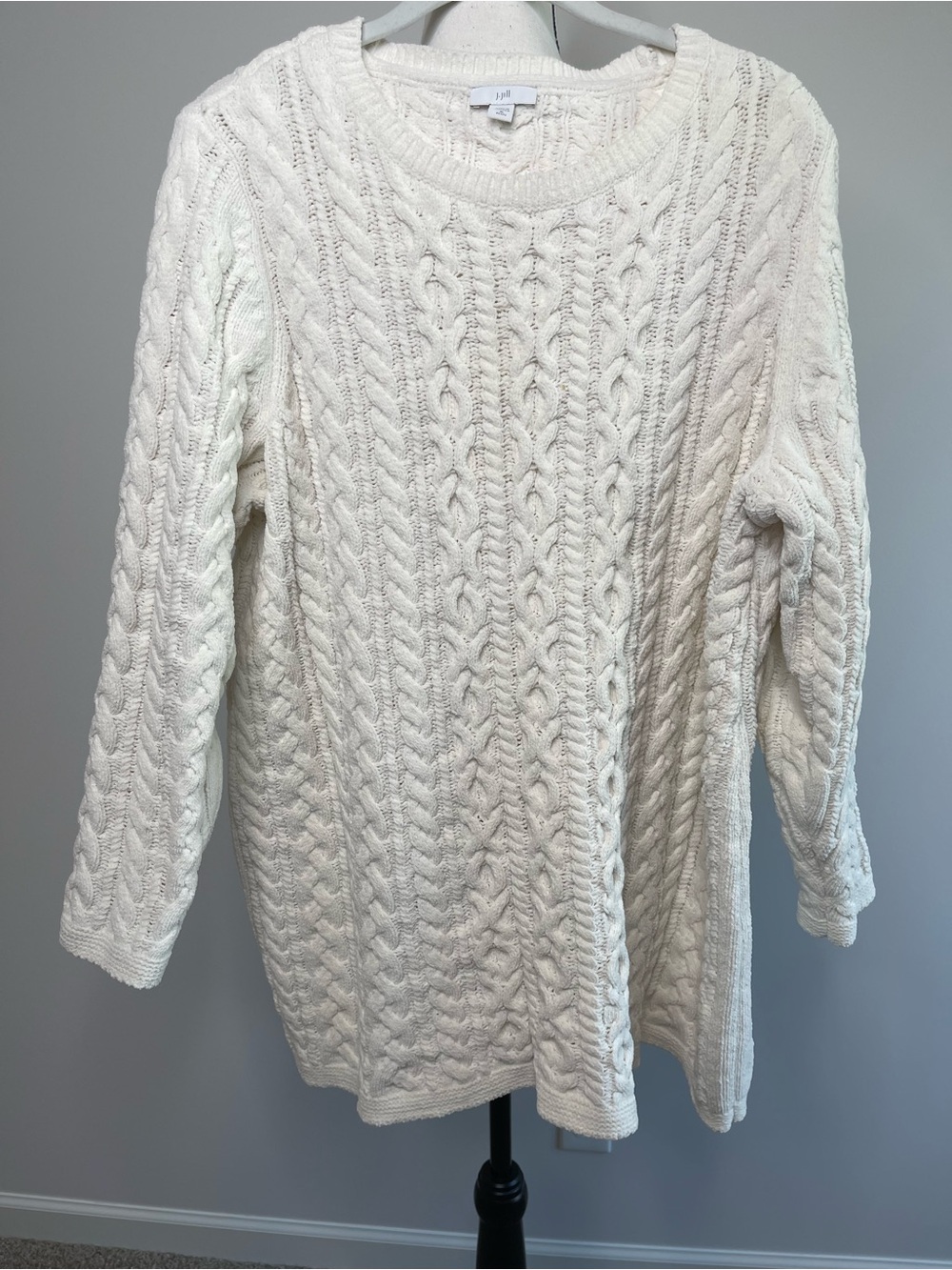 J.Jill long sleeve cable knit coastal cottage quiet luxury minimalist cozy  XL P